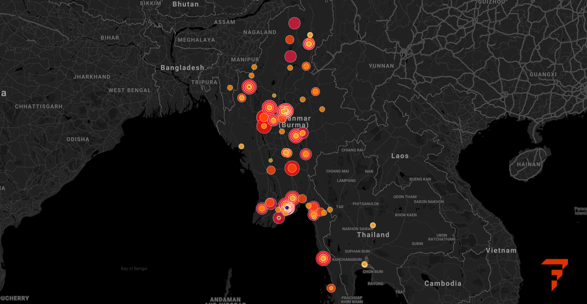 Factal incident map of Myanmar during the coup of 2021