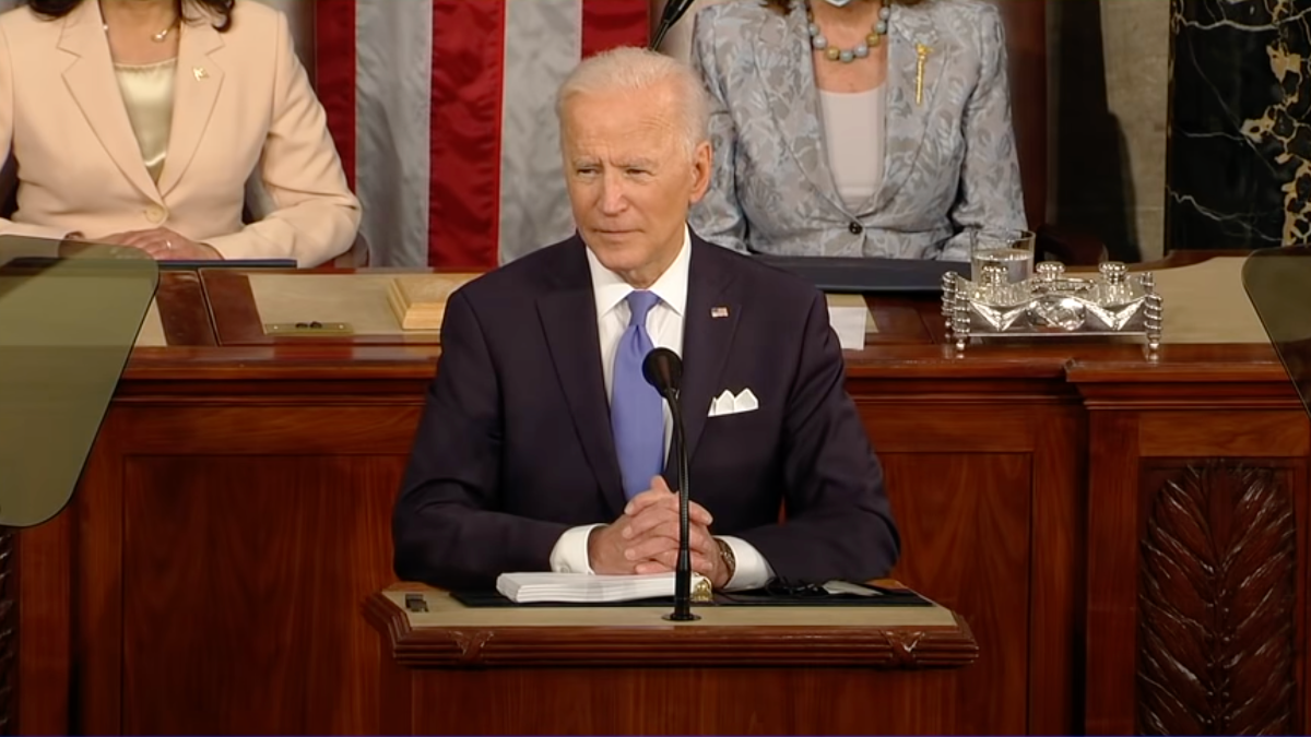President Biden addresses his first joint session of Congress on April 28, outlining the priorities of his administration. (Photo: White House / YouTube)