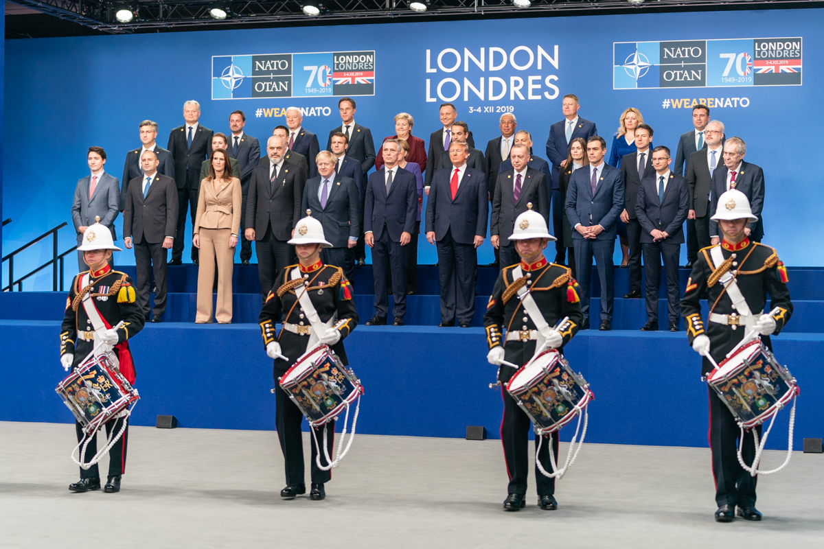 NATO members pose for the "family photo" in Watford, Hertfordshire outside London, on Dec. 4, 2019.