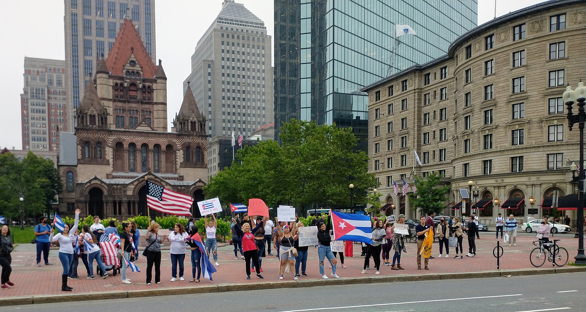 A protest against the Cuban government in Copley Square, Boston, Massachusetts.