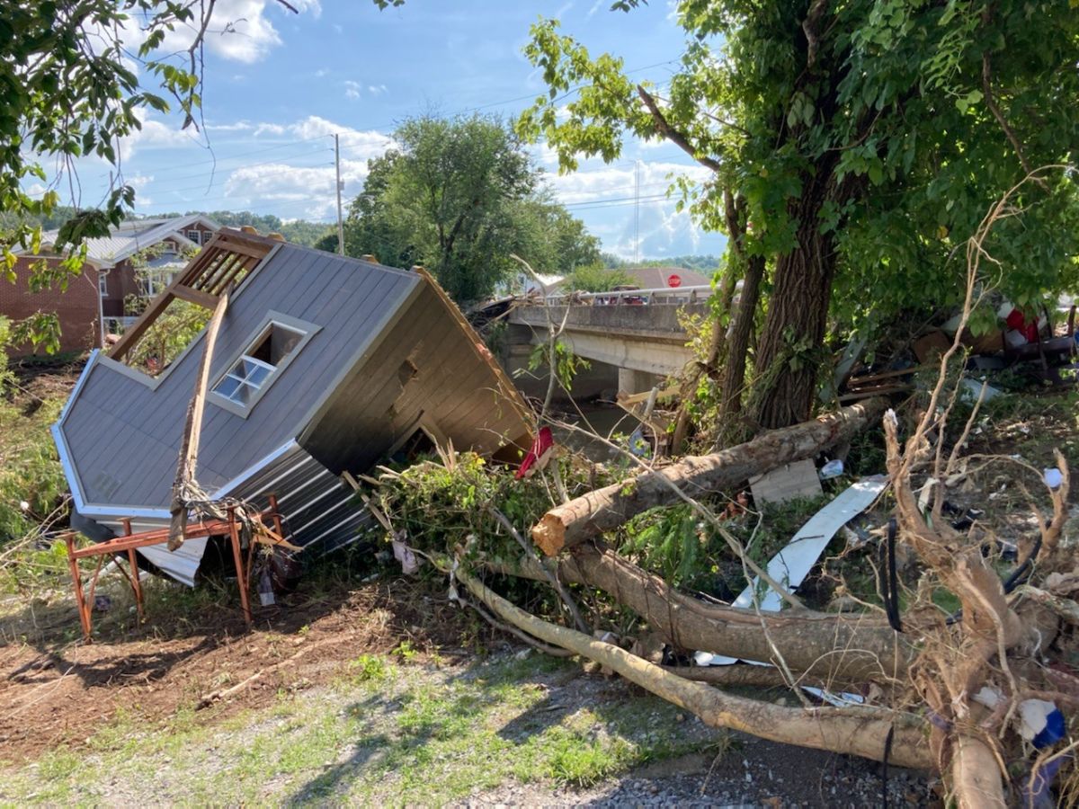 A house is seen uprooted in Humphreys County, Tenn., following weekend storms and devastating floods. (Photo: American Red Cross of Tennessee)