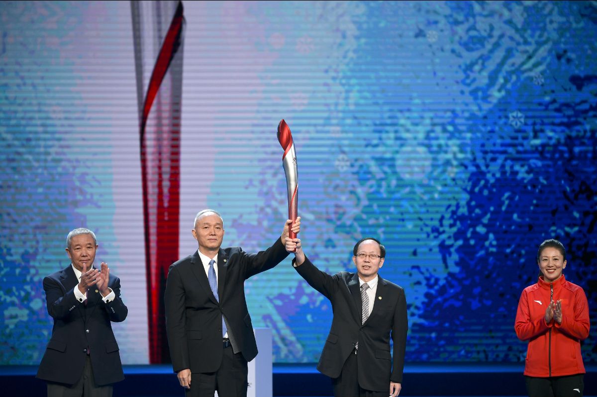 The International Olympic Committee unveiled the Beijing 2022 torch on Feb. 3, 2021, a year before the games are set to begin. (Photo: International Olympic Committee)