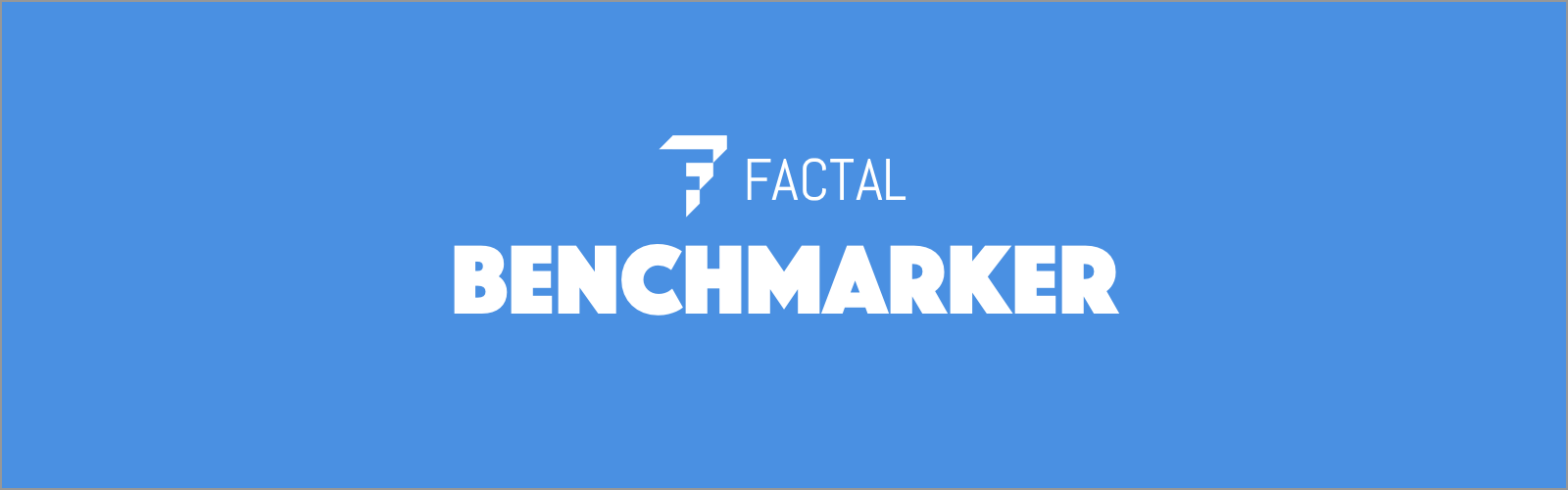 Factal Benchmarker logo on a blue field