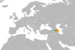Map highlighting Armenia and Azerbaijan