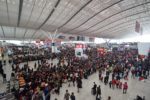 A crowded train station in China