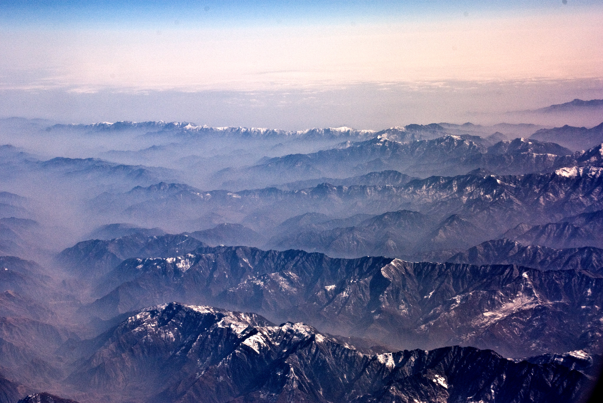Snow-capped mountains in Gansu province, China, photographed from a plane in 2008