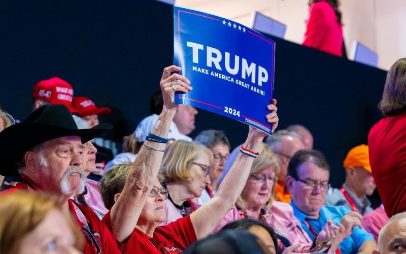 Donald Trump supporters in the audience at the Republican National Convention in Milwaukee.