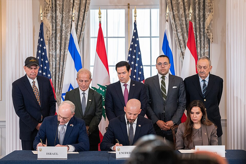 Israel, Lebanon and the United States sign a trilateral framework agreement in Washington, D.C., on June 26.